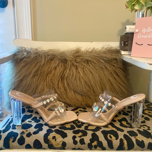 Olivia & Kate clear double strap rhinestone sandals - Picture 4 of 8